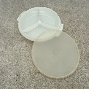 White Divided Serving Dish with Lid Tupperware